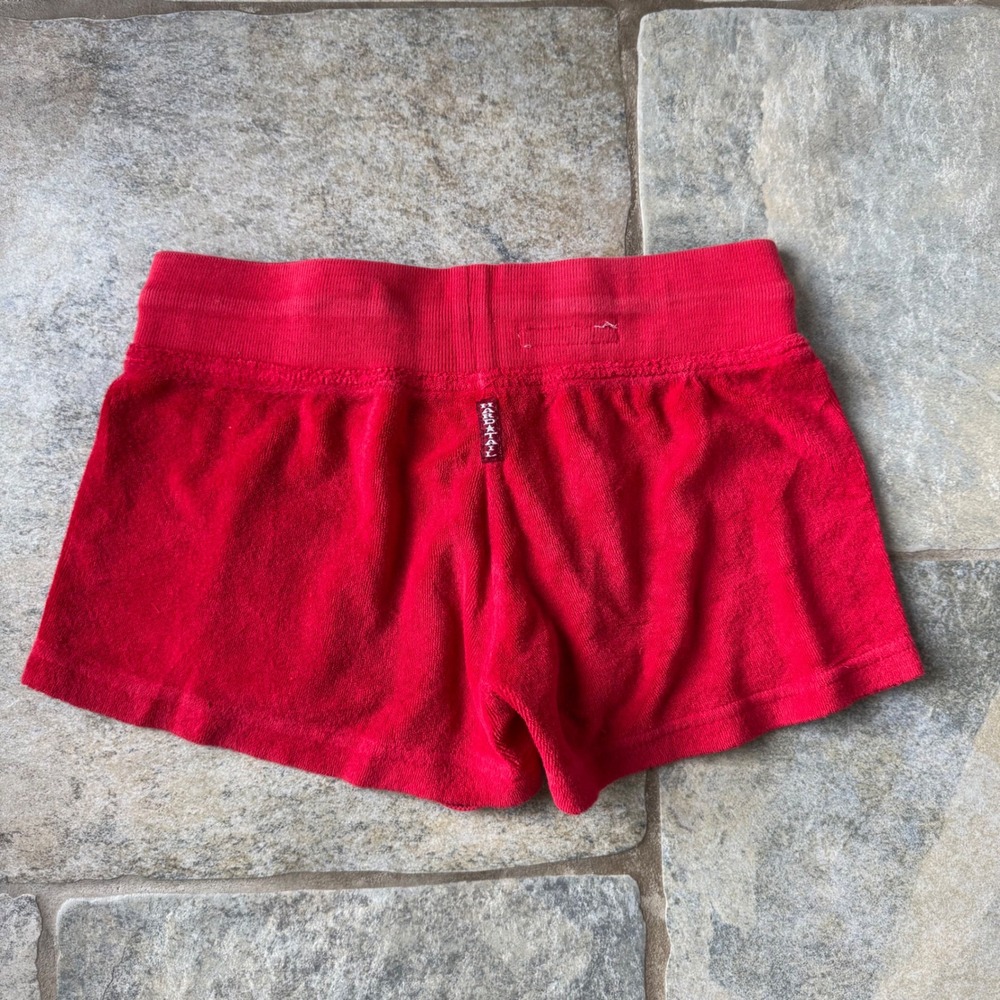 Y2K HardTail Red Terry Cloth Low Rise Mini Shorts Women's Small Made in USA - Picture 2 of 3